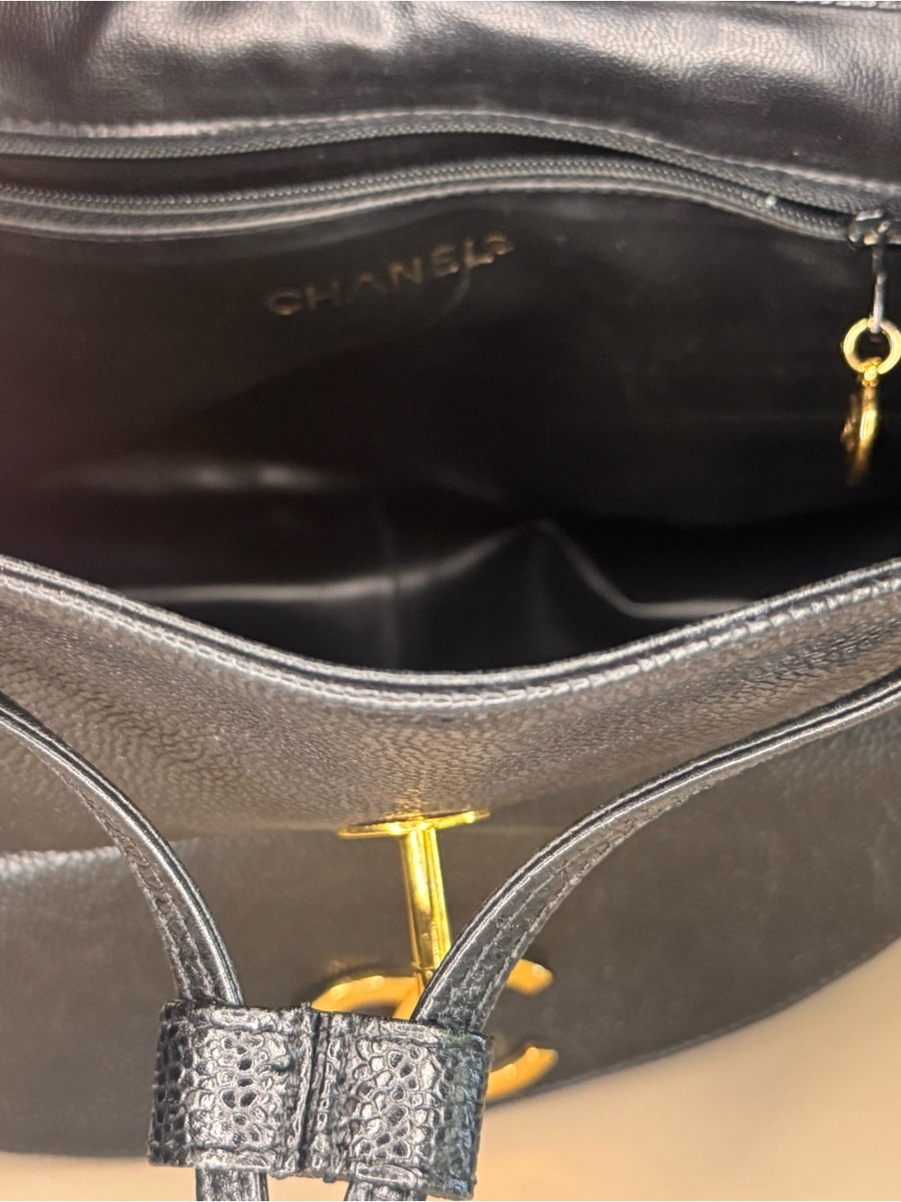 RARE Chanel 1990s Vintage Caviar Black Leather Double Pocket Duma Backpack Bag - Picture 7 of 11